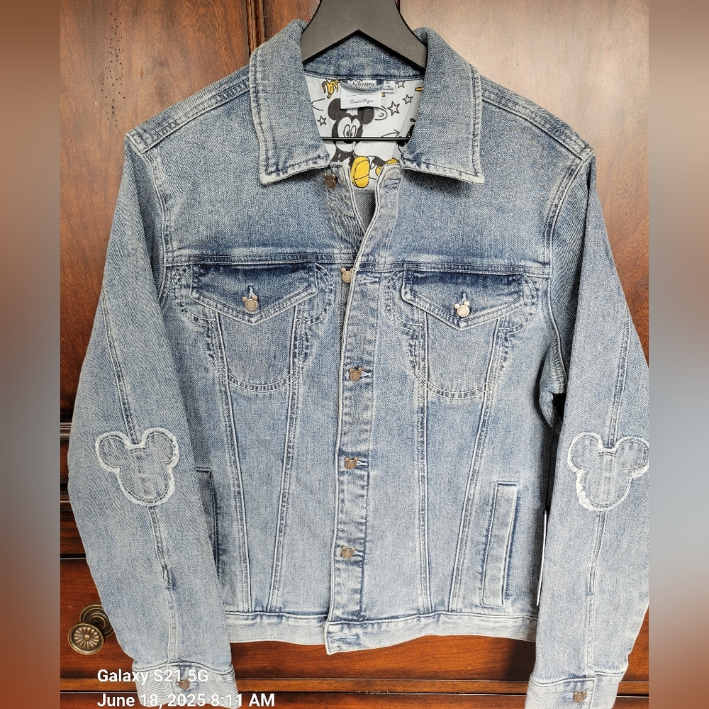 Samii Ryan Disney Blue Jean Jacket with Mickey Mouse Patches Med NWT